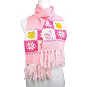 Vintage Tokyo Disneyland Pink Fring Pooh and Eeyore Winter Scarf Wrap